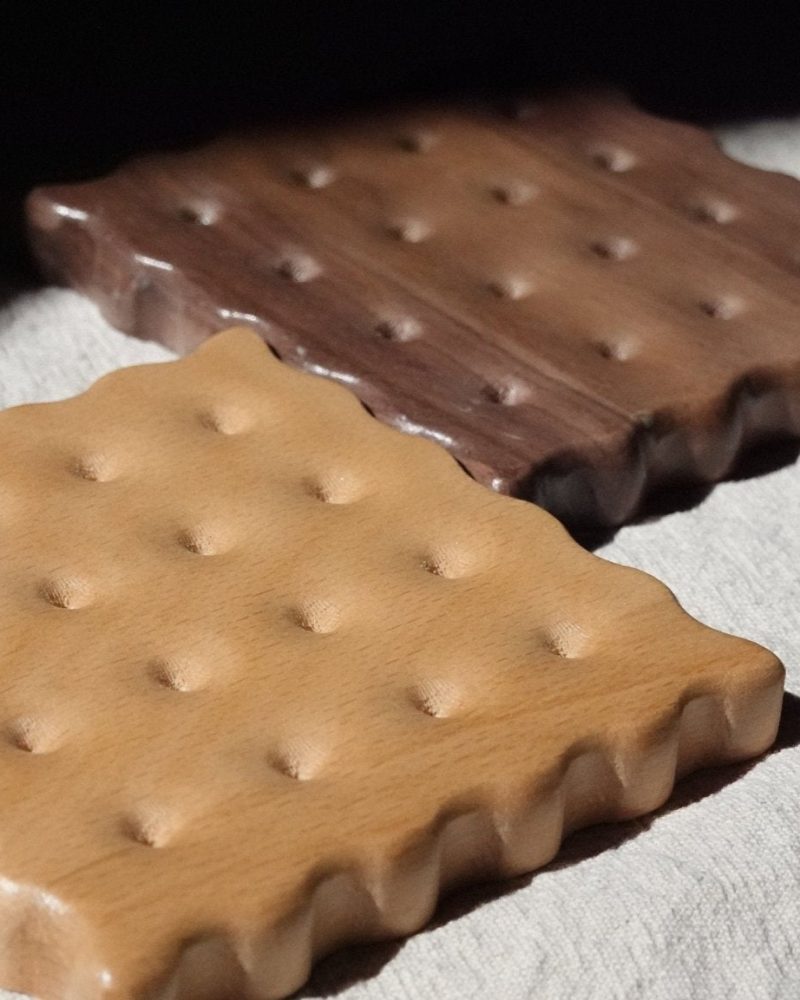 Biscuit-Shaped Wooden Trivet/Coasters